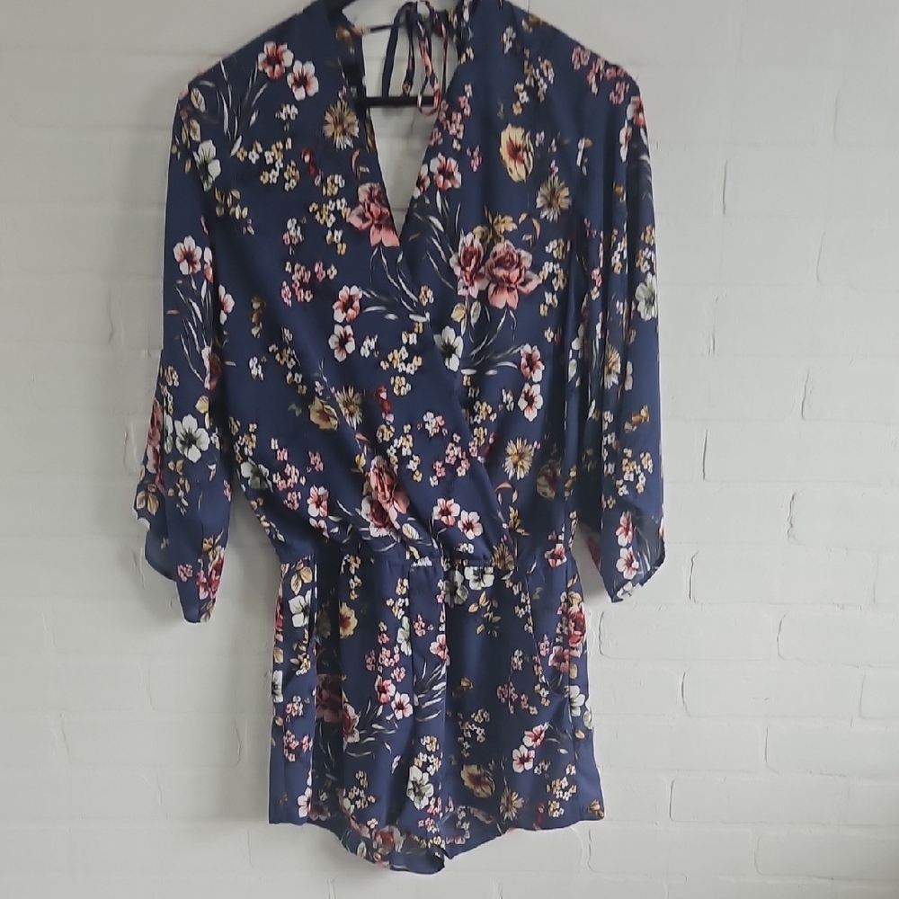 Floral Navy Romper